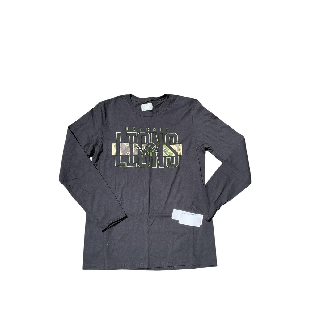 NWT Detroit Lions Women's NFL Camo Black Long Sleeve T-Shirt Size Medium